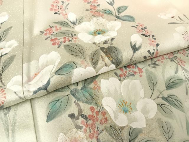 平和屋着物▼京友禅 高林勝司 訪問着 手描き 枝花文 暈し染め 金銀彩 ロング丈 正絹 逸品 AAAZ3352np