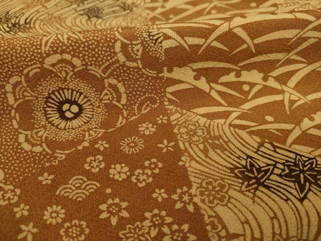平和屋着物●上質な小紋 型染め 切嵌花文 正絹 逸品 AAAZ3751ck