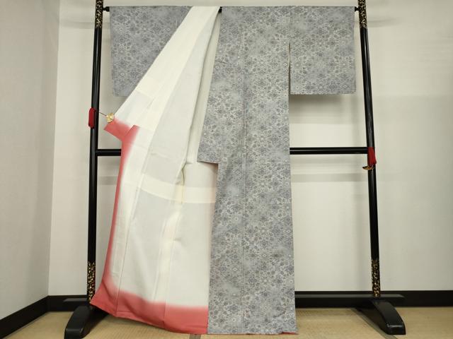平和屋着物●都喜ヱ門 本場大島紬 白大島 一元7マルキ 総絣 銀彩更紗 藤絹織物謹製 証紙付き 正絹 逸品 未使用 AAAZ3789ck