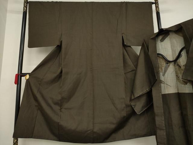 平和屋着物●男性 紬 アンサンブル 縞 正絹 逸品 AAAZ3810ck