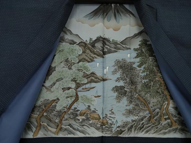 平和屋着物●男性 本場大島紬 アンサンブル 変わり格子 正絹 逸品 AAAZ3811ck
