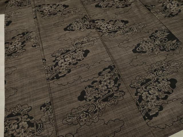 平和屋着物●本場大島紬 カタス9マルキ 雲取り流水花文 正絹 逸品 AAAZ3818ck