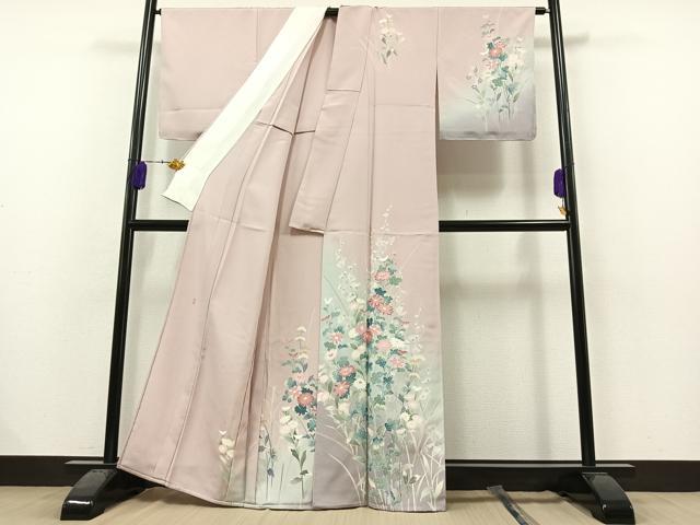 平和屋着物▽訪問着 単衣 作家物 草花文 暈し染め 正絹 逸品 未使用 AAAZ3970jh