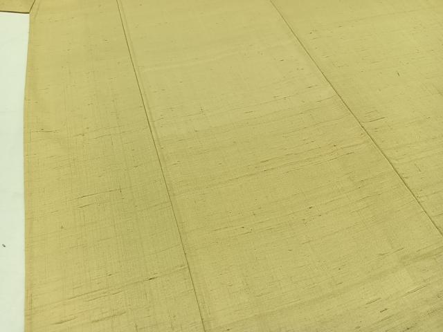 平和屋着物▽生紬 単衣 色無地 女郎花色 正絹 逸品 AAAZ3973jh