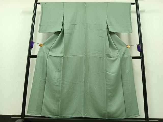平和屋着物▽上質な色無地 単衣 青竹色 正絹 逸品 AAAZ3977jh