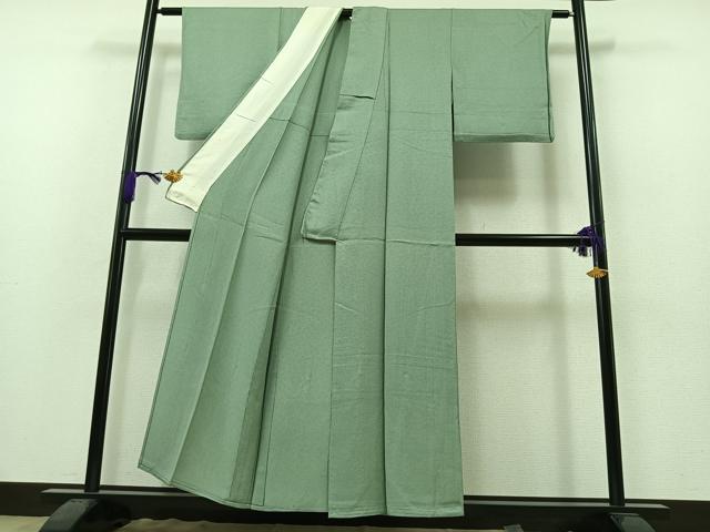 平和屋着物▽上質な色無地 単衣 青竹色 正絹 逸品 AAAZ3977jh