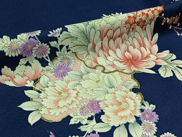 平和屋着物▽訪問着 単衣 雪輪花文 金彩 反端付き 正絹 逸品 未使用 AAAZ3978jh