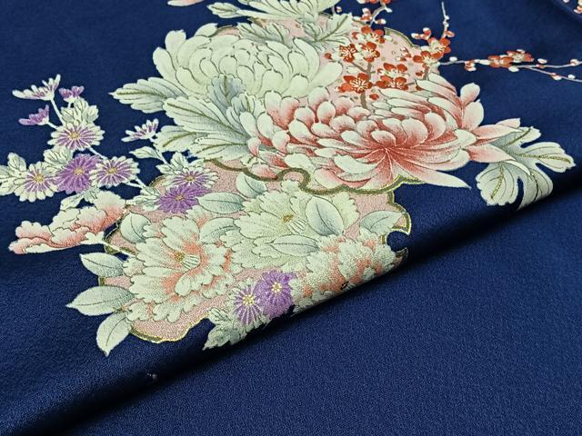 平和屋着物▽訪問着 単衣 雪輪花文 金彩 反端付き 正絹 逸品 未使用 AAAZ3978jh