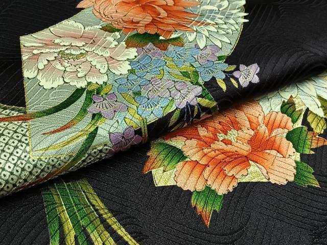 平和屋着物▽上質な小紋 単衣 地紙花文 金彩 正絹 逸品 AAAZ3980jh
