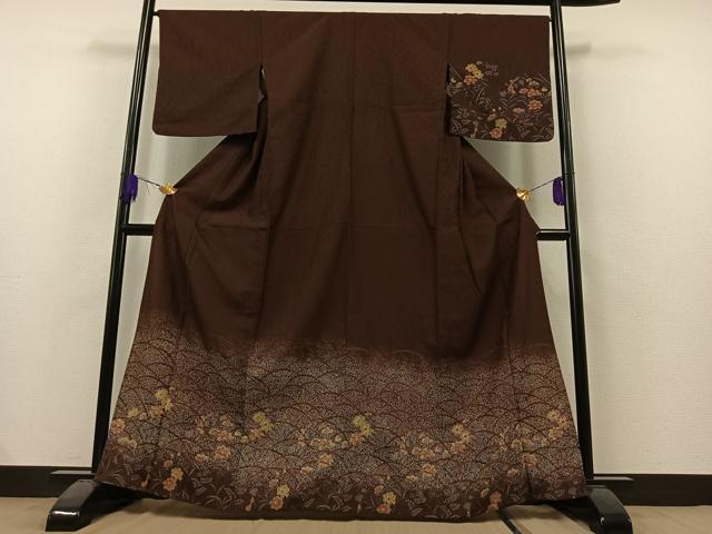 平和屋着物▽訪問着 単衣 草花文 洗える着物 AAAZ3984jh