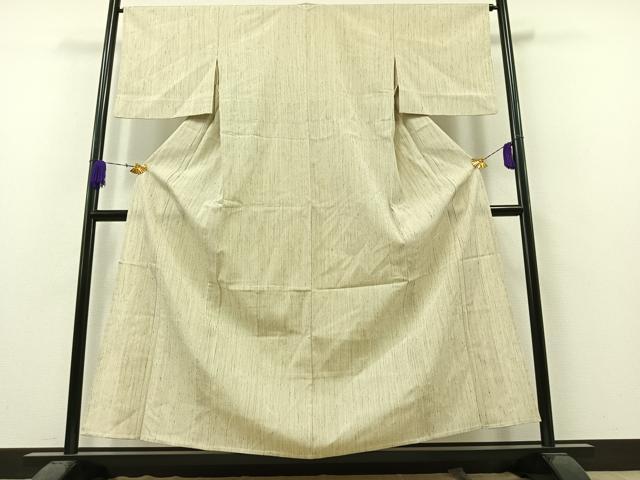 平和屋着物▽本塩沢 単衣 縞 正絹 逸品 AAAZ3992jh
