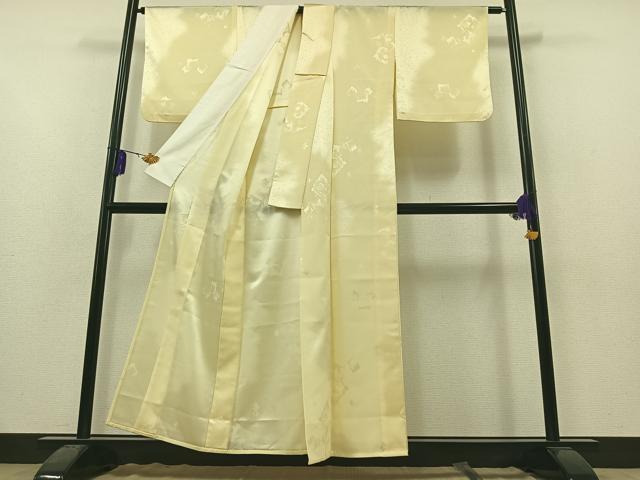 平和屋着物▽色無地 単衣 鳥の子色 洗える着物 AAAZ3994jh