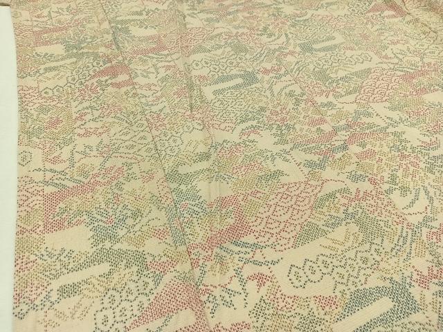 平和屋着物▽本塩沢 単衣 吉祥花文 正絹 逸品 AAAZ3998jh
