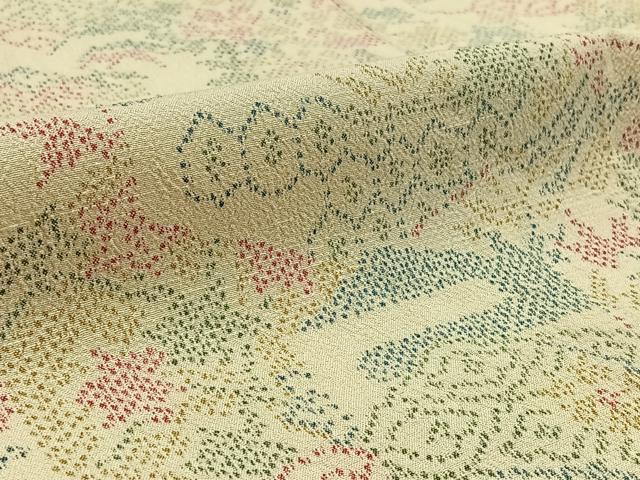 平和屋着物▽本塩沢 単衣 吉祥花文 正絹 逸品 AAAZ3998jh