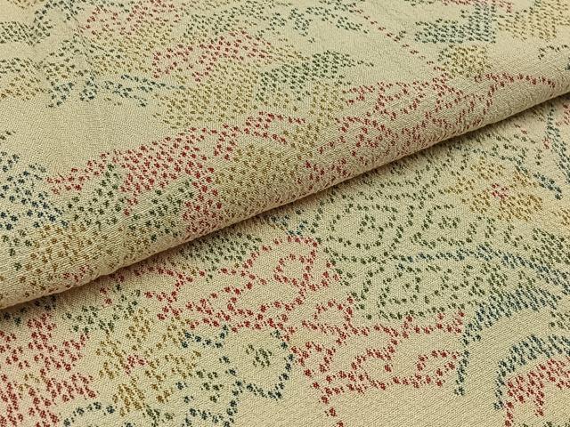 平和屋着物▽本塩沢 単衣 吉祥花文 正絹 逸品 AAAZ3998jh