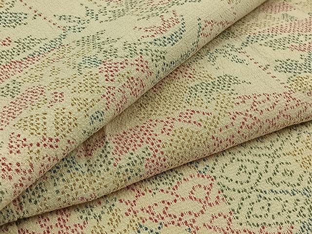 平和屋着物▽本塩沢 単衣 吉祥花文 正絹 逸品 AAAZ3998jh