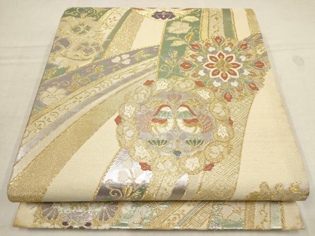 平和屋着物▼六通柄袋帯 花鳥唐草文 金糸 正絹 逸品 AAAZ4316wj
