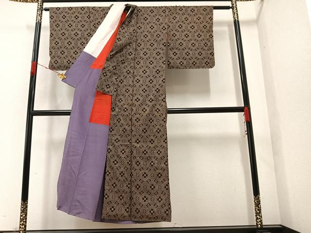 平和屋着物●本場大島紬 割り込み絣 菱丸文 正絹 逸品 未使用 AAAZ4492ph