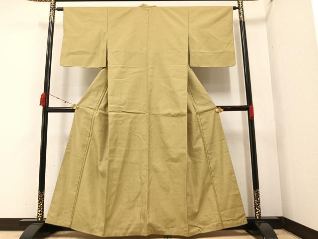 平和屋着物●結城紬 色無地 桑染色 正絹 逸品 AAAZ4557ph