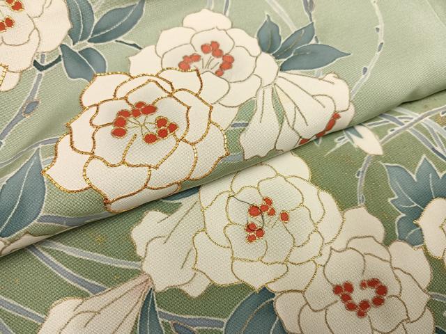 平和屋着物●訪問着 友禅 作家物 駒刺繍 枝花文 暈し染め 金彩 正絹 逸品 AAAZ4560ph