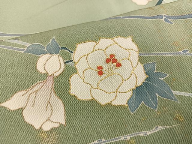 平和屋着物●訪問着 友禅 作家物 駒刺繍 枝花文 暈し染め 金彩 正絹 逸品 AAAZ4560ph