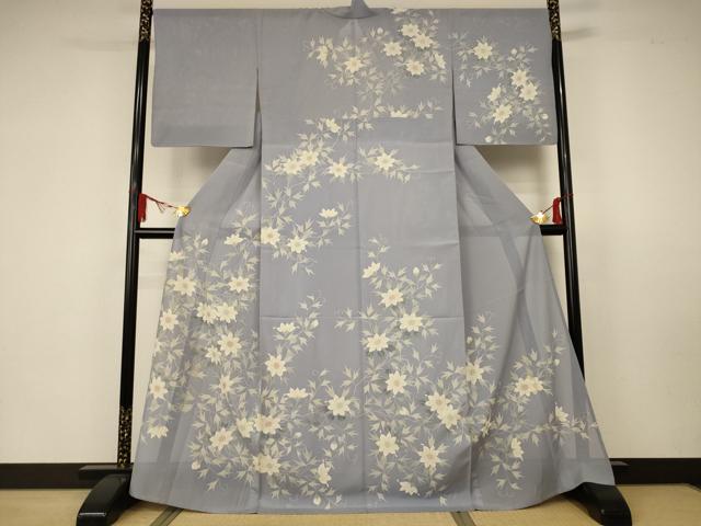 平和屋着物*夏物 訪問着 絽 手描き 草花文 正絹 逸品 AAAZ4641jd