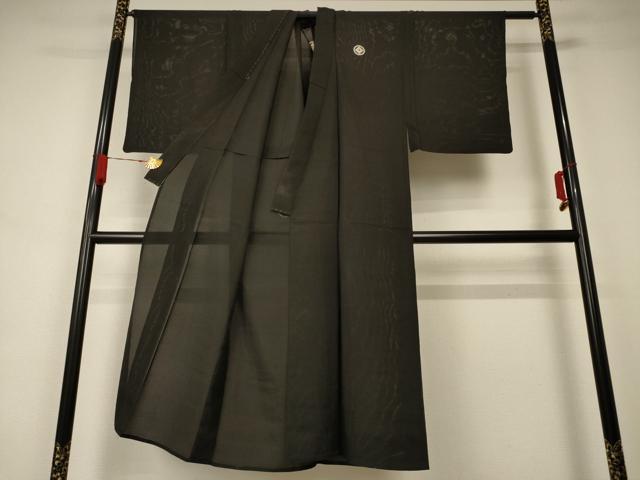 平和屋着物*夏物 男性 黒紋付き 羽織セット 絽 正絹 逸品 AAAZ4720jd