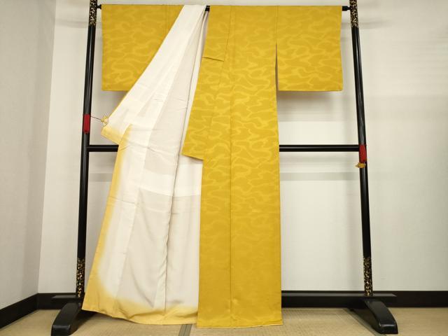 平和屋着物●上質な色無地 流水地紋 櫨染色 正絹 逸品 AAAZ4769ck