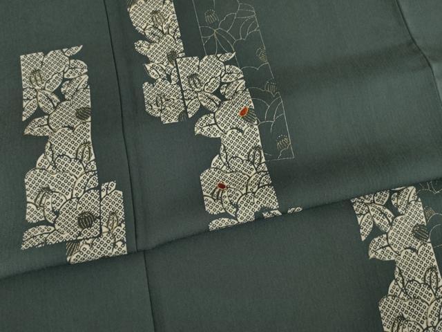 平和屋着物●訪問着 刺繍 短冊花文 椿 金彩 東武百貨店扱い 正絹 逸品 AAAZ4772ck