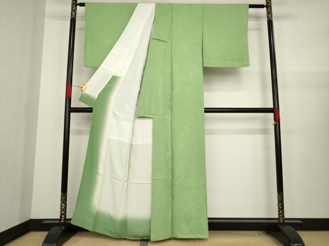 平和屋着物●上質な色無地 葉尽くし地紋 柳茶色 正絹 逸品 AAAZ4793ck