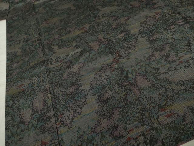 平和屋着物●上質な紬 樹林風景文 正絹 逸品 AAAZ4795ck