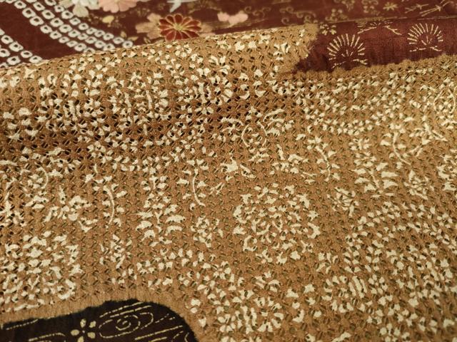 平和屋着物●訪問着 絞り 中国三大刺繍 汕頭刺繍 スワトウ刺繍 エ霞取り吉祥花文 黒地 金彩 正絹 逸品 AAAZ4820ck