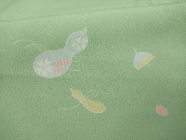 平和屋着物●長襦袢 無双仕立て 瓢箪花文 半衿刺繍 正絹 逸品 未使用 AAAZ4847ck