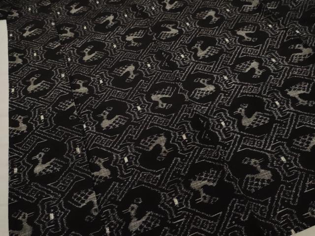 平和屋着物●久留米絣 単衣 有栖川文様 黒地 綿 逸品 AAAZ4853ck
