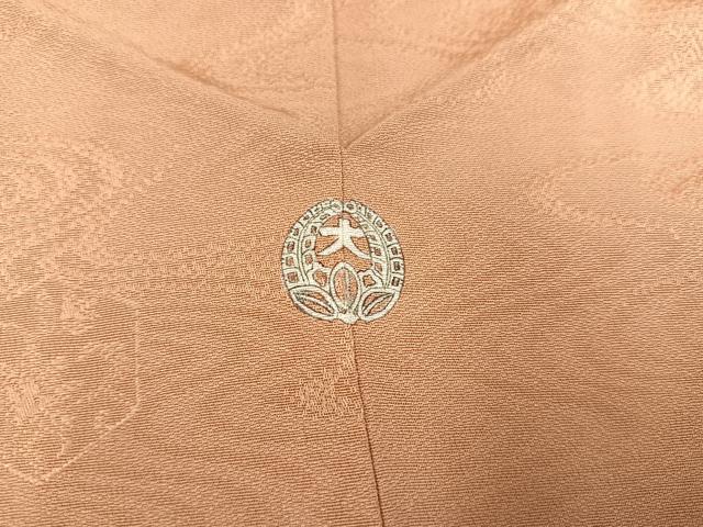 平和屋着物●上質な色無地 亀甲草花地紋 洒落柿色 正絹 逸品 AAAZ4889ph
