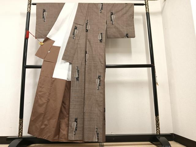 平和屋着物●本場大島紬 カタス9マルキ 草木間道 正絹 逸品 AAAZ4909ph