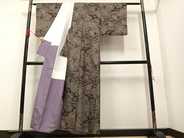 平和屋着物●本場大島紬 カタス9マルキ 樹林文 正絹 逸品 AAAZ4910ph