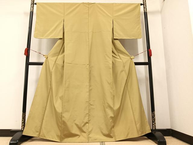 平和屋着物●上質な紬 色無地 木蘭色 正絹 逸品 AAAZ4926ph