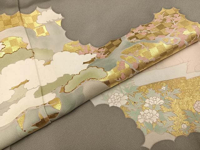 平和屋着物●豪華色留袖 駒刺繍 松竹梅文 金彩 正絹 逸品 AAAZ4942ph