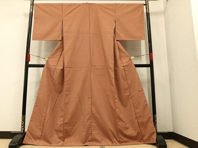 平和屋着物●上質な紬 江戸茶色 正絹 逸品 未使用 AAAZ4948ph