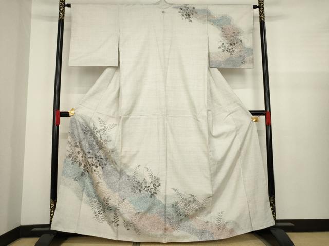 平和屋着物●本場大島紬 訪問着 100亀甲 草花文 正絹 逸品 AAAZ4961ck