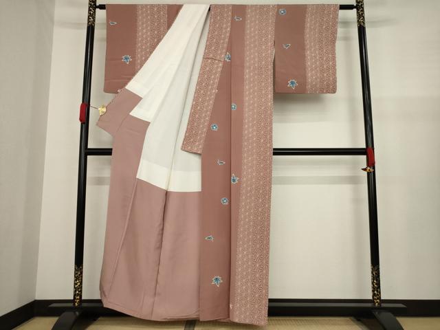 平和屋着物●上質な小紋 藍 型染め 舞花間道 正絹 逸品 AAAZ4972ck
