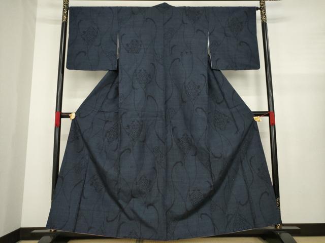 平和屋着物●結城紬 80亀甲 飾花文 正絹 逸品 AAAZ5009ck