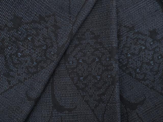 平和屋着物●結城紬 80亀甲 飾花文 正絹 逸品 AAAZ5009ck