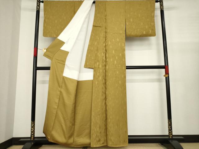 平和屋着物●上質な色無地 樹林地紋 黄土色 正絹 逸品 AAAZ5014ck