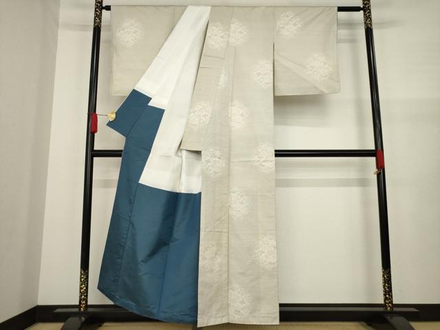 平和屋着物●本場大島紬 白大島 花丸文 正絹 逸品 AAAZ5040ck