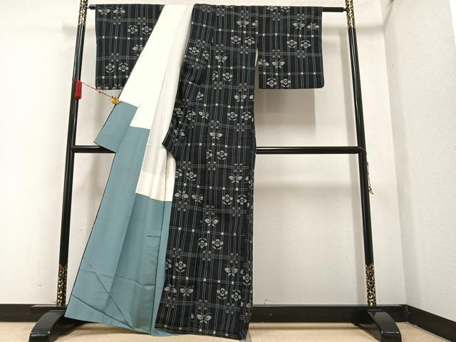 平和屋着物●上質な紬 花蝶文 正絹 逸品 AAAZ5066ph