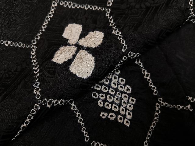 平和屋着物●上質な小紋 亀甲花文 黒地 正絹 逸品 AAAZ5086ph