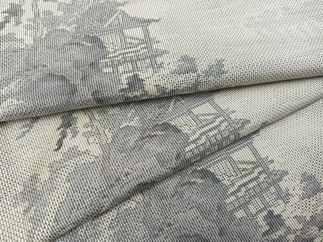平和屋着物●本場大島紬 白大島 一元7マルキ 総絣 風景樹林文 正絹 逸品 AAAZ5092ph