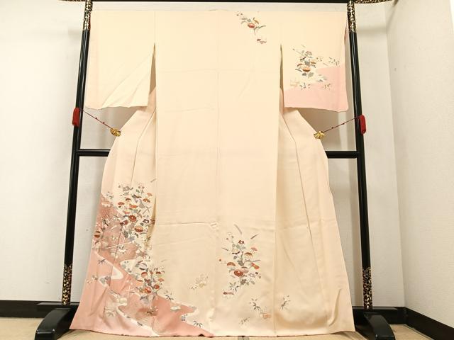 平和屋着物●創業460年・千總 訪問着 草花文 金銀彩 高島屋扱い 正絹 逸品 AAAZ5098ph
